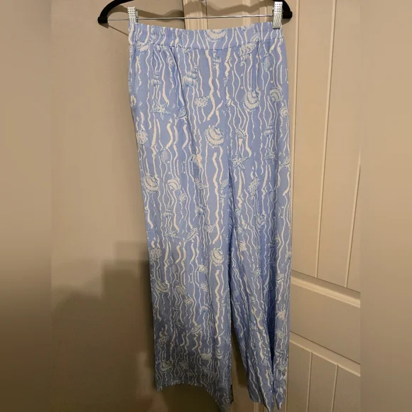 NWT Cider Blue Wide-Leg Pants Ocean World Pattern Loose Large/XL - Picture 2 of 5